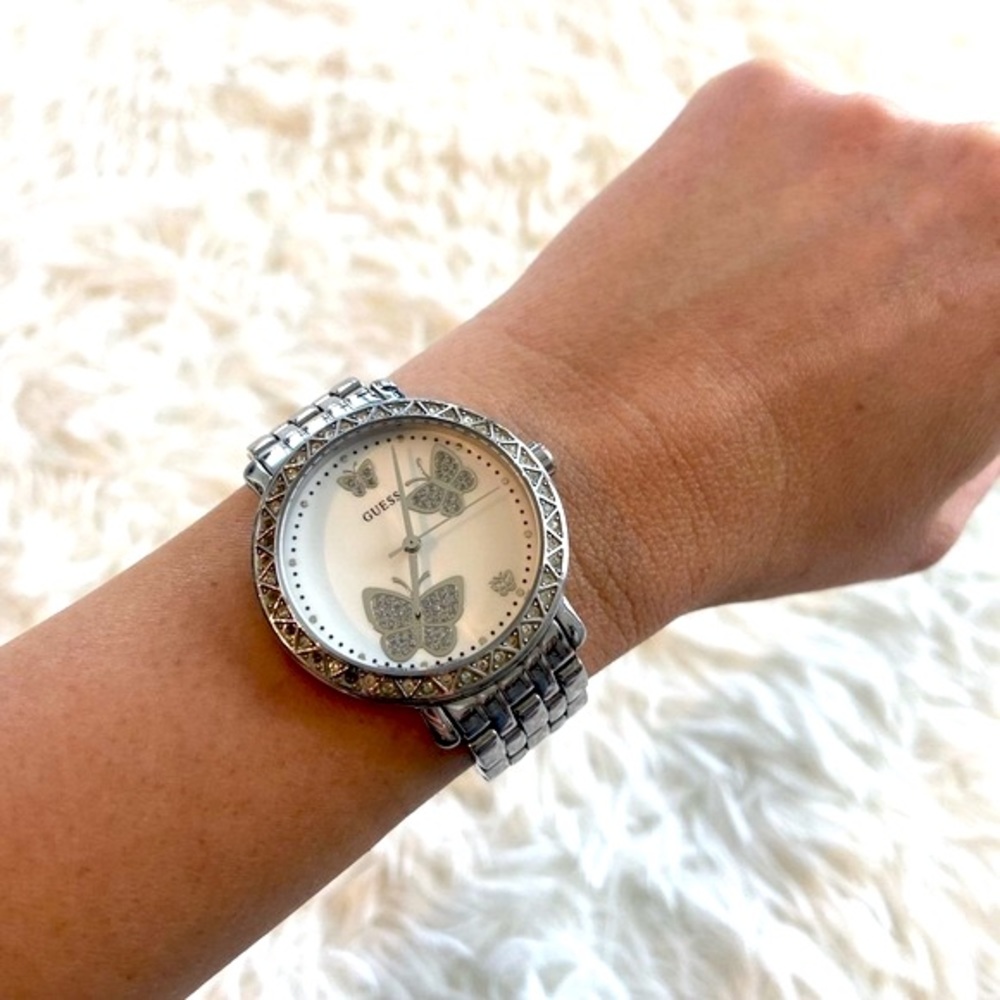 🤍 Stainless Steel Guess Butterfly Watch